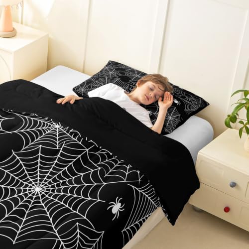 Image of Feelyou Boys Spider Web Printed Comforter Set Twin Size for Kids Girls