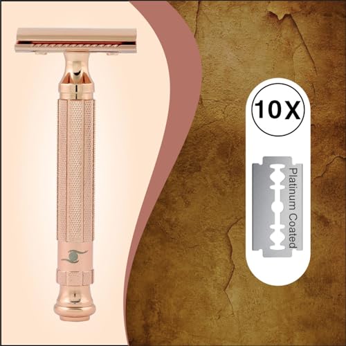 Image of PEARL Shaving Double Edge Close Comb Safety Razor L-55 (Mellow Apricot) Made With Brass Metal Father Day Gift Option