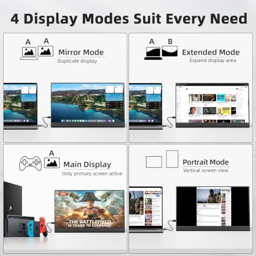 Image of MAGICRVEN Touchscreen Portable Monitor 15.6'' 1080P IPS Touch Screen Monitor Laptop Screen Extender, USB-C HDMI External Travel Monitor Touch Screen Display with Speakers Bag VESA for Mac PC Phone PS5