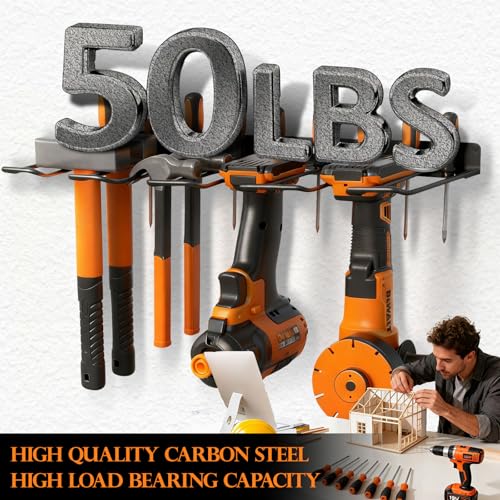 INQUIRLLY Elektrowerkzeug Organizer 4 Schlitzen Werkzeugspeicher für Werkzeugaufbewahrung und Organisation Wandhalterung Werkzeugregal zur Aufbewahrung von Elektrowerkzeugen und Schraubendrehern