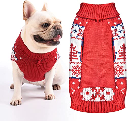SKXEO Christmas Dog Jumper Snowflake Reindeer Pattern, Soft Classic Pet Sweater Warm Cat Dog Apparel - Image 3
