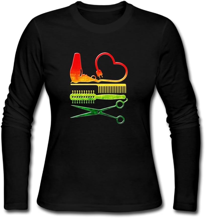 Reggae Hair Stylist Women's Long Sleeve Athletic Cotton Round Neck T-Shirt S