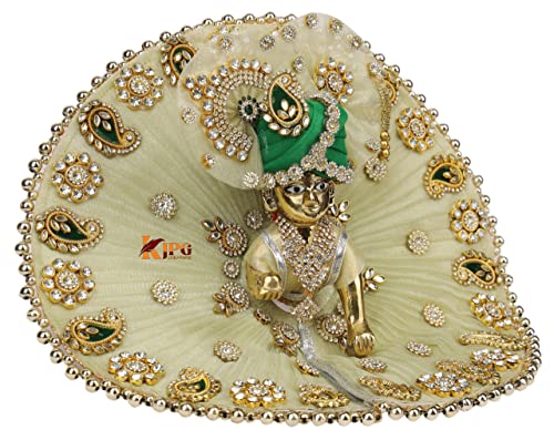 Image of Laddu Gopal Poshak /Thakur Ji Dress /Heavy zardoushi Dress for Kanha Ji /Fancy Dress for Bal Krishna /Dress for Krishna (Pista Green) (1)
