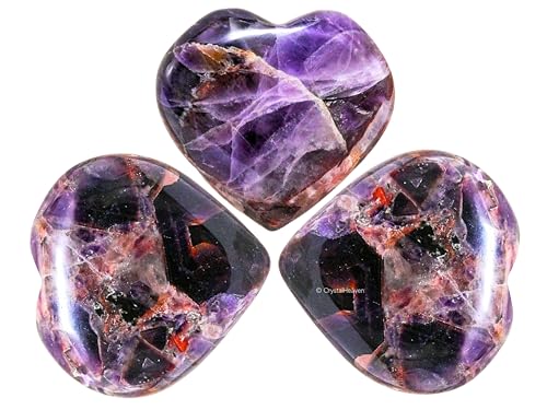 Image of Certified Dreamy Amethyst Crystal Heart Palm Pebbles Stones for Anxiety Stress Relief Massage - AAA Grade Original Healing Gemstone Agate Heart Palm Stone for Yoga Meditation Spiritual