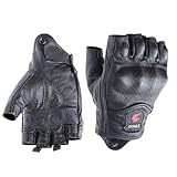 [LEZOOY] バイク グローブ 夏 ハーフフィンガー 本革 ヤギ革 ハードプロテクター ゴートスキン パンチングメッシュは快適で通気性 耐衝撃 がありタッチスクリーン 耐衝撃 滑り止め 耐摩耗性があります ブラック XL