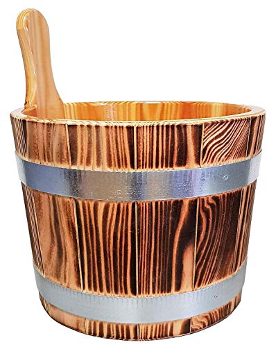 SudoreWell® Seau de Sauna en bois de mélèze extérieure flambé - 5,0 L