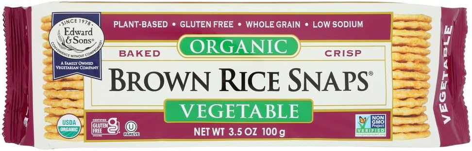 Edward & Sons Brown Rice Snaps Black Sesame with Organic Brown Rice, 3.5 Ounce Packs (Pack of 12)