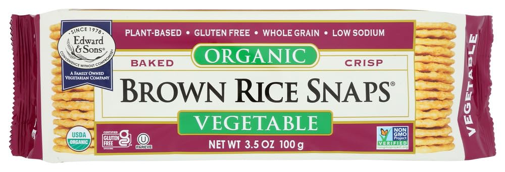 Edward & Sons Brown Rice Snaps Black Sesame with Organic Brown Rice, 3.5 Ounce Packs (Pack of 12)