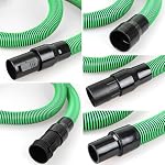 WS25021A Shop Vac Hose Kit for Shop Vacuums Workshop Wet/Dry 2-1/2-inch 13ft with 6 Fittings/Attachments Vac Hose Fits Most Vacuum Cleaners (BLACK GREEN NEW)