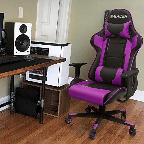 Homall Gaming Chair, Office Chair High Back Computer Chair Leather Desk Chair Racing Executive Ergonomic Adjustable Swivel Task Chair With Headrest And Lumbar Support (Purple) #TOP5