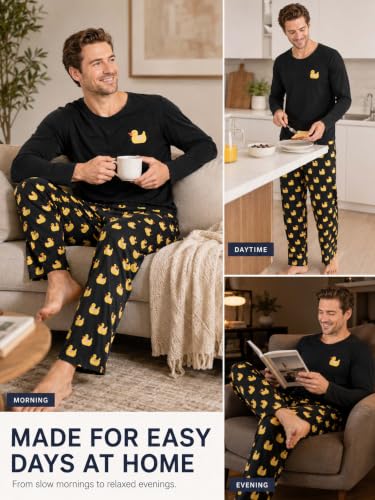 Image of Yoimira Mens Soft Pajama Set Short /Long Sleeve 2 Piece PJs with Pockets