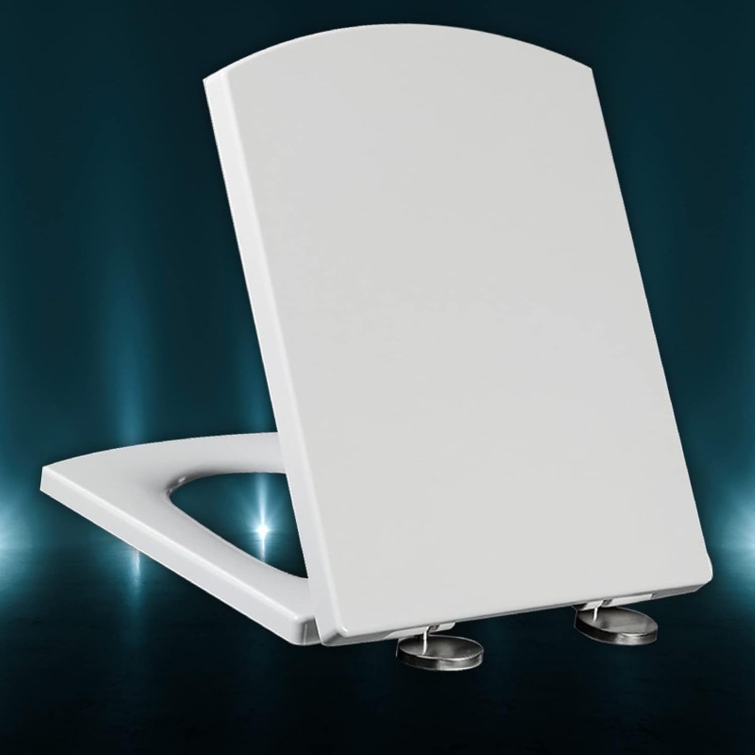 WC-Brillensitz Toilettensitz Eckig mit Absenkautomatik Quick-Release Universal Klobrillen-Ersatz weiß Familie Komfort-Deckel Toilette Sitz 44–50 x 37 cm