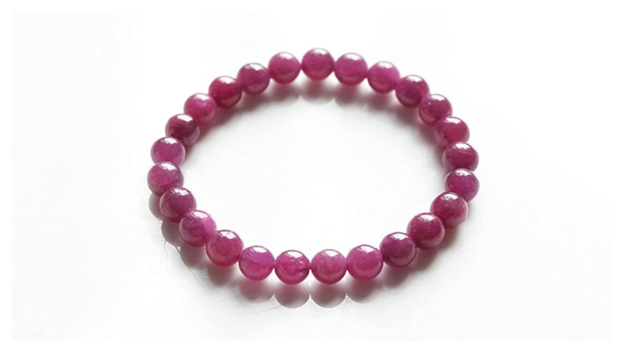 YDYDTTKD Pulseras para Mujer Rosa roja Piedra Preciosa de rubí Natural Cuentas de Cristal elásticas Redondas 7 mm 8 mm 9 mm Piedra de rubí RARA 9 mm