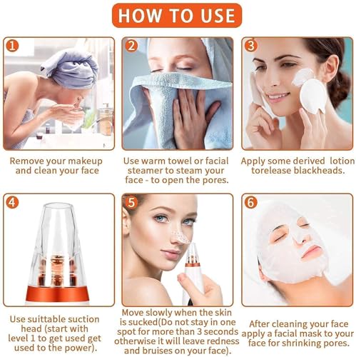 Image of 6-in-1 Electric Blackhead Remover Tool | USB Rechargeable Acne Pimple Pore Vacuum Cleaner | Derma Suction Machine for Nose & Facial Skin Care (6 in 1 Multi-function)