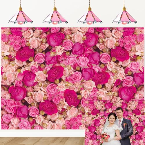 Fondo Fotográfico Rosa con Flores 10x8FT (120x96 inch) miniatura 1