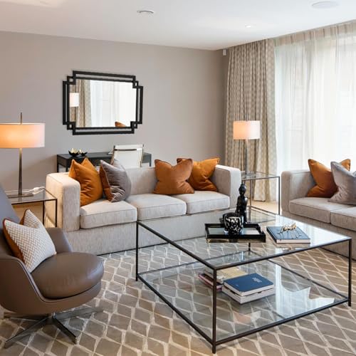 Image of 20 inch x 30 inch Wall Mirror for Living Room Decor, Irregular Black Mirror with Metal Frame, Elegant Decorative Mirror for Entrance, Dining Room, Home Office