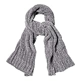 SOJOS Lightweight Ultra Soft Chenille Ribbed Thick Scarf Knit Shawl for Women for Fall Winter Shawl Wrap SC326 with Light Grey