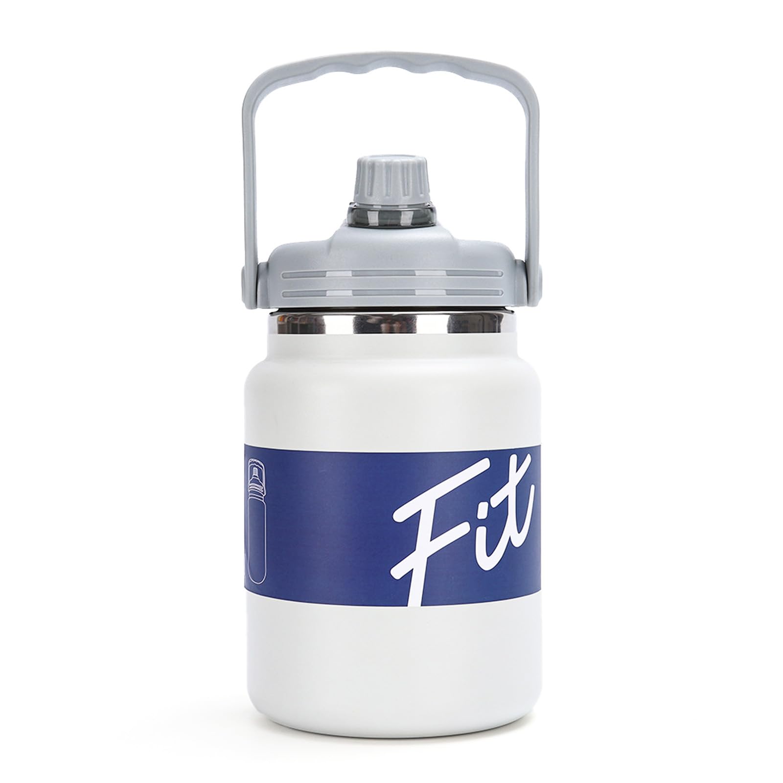 0.73 Gallon Large Insulated Water Bottle with Handle, 93 oz, White, 2800 ml Tumbler Jug, Insulated Container, Insulated Jar, Leak-Proof, 304 SS Thermal Mug, Hot/Cold Beverages, Sports, Travel, Gym