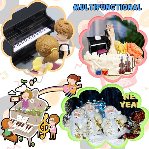 27 Pcs Dollhouse Musical Instruments,Mini Dollhouse Musical Instrument Model Including Piano,Guitar, Violins, Drums Saxophone etc. Model Accessory for Dollhouse Mini Music Room - Thumbnail 4