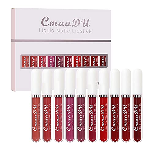 Evpct 10Pcs Liquid Matte Lipstick Matte Set For Women,Cmaadu Dark Red Waterproof Matt Lipstick Set Matt Liquid Long Lasting Lip Stain Makeup Kit Labiales Matte Mate Larga Duracion 24 Horas Originales thumb #1