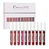 evpct CmaaDU 10Pcs Liquid Matte Matt Lipstick Set for Black Women, Dark Deep Bright Ruby Sexy Brick Mauve Plum Red Violet Purple Matte Lipstick Long Lasting Lipstick 24 hour Waterproof Lip Gloss Matte