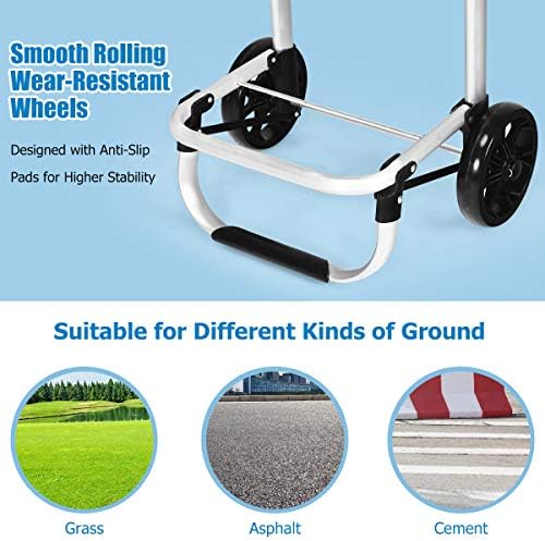 COSTWAY Foldable Shopping Trolley, 50kg Large Capacity Portable Shopping Cart on Wheels with Detachable Bag, Lightweight Supermarket Rolling Grocery Bag (Blue + Black, 1680D Oxford Cloth)