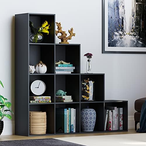 Vida Designs Durham Staircase Bookcase Shelves Storage Organiser Living Room Furniture (6 Cube, White)
