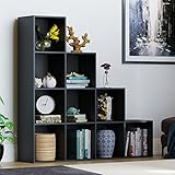 Vida Designs Durham - Libreria per scale, organizer per soggiorno (10 cubi, nero)