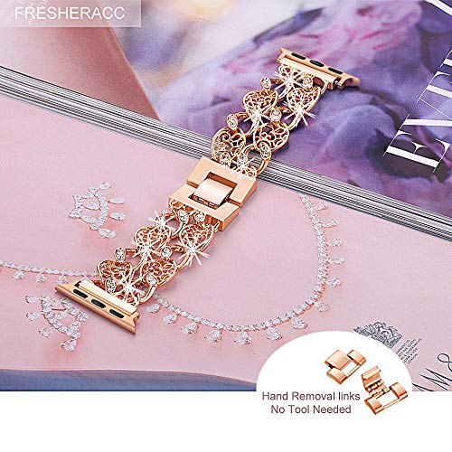 Fresheracc Compatible with Apple Watch Band iWatch Bands 38mm 40mm Women, Compatible for iPhone Watch Series 6 5 4 3 2 1, Cuban Chain Wristband Replacement Straps