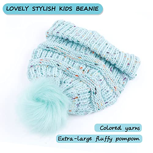 Kids Winter Pompom Hat Colorful Dots Knitted Ski Beanie Hat For Boys Girls 7-12 Years #TOP4