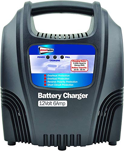 Streetwize SWCBC6 Car Battery Charger - 6Amp 12 V Battery for Lead Acid Batteries, Plastic Case
