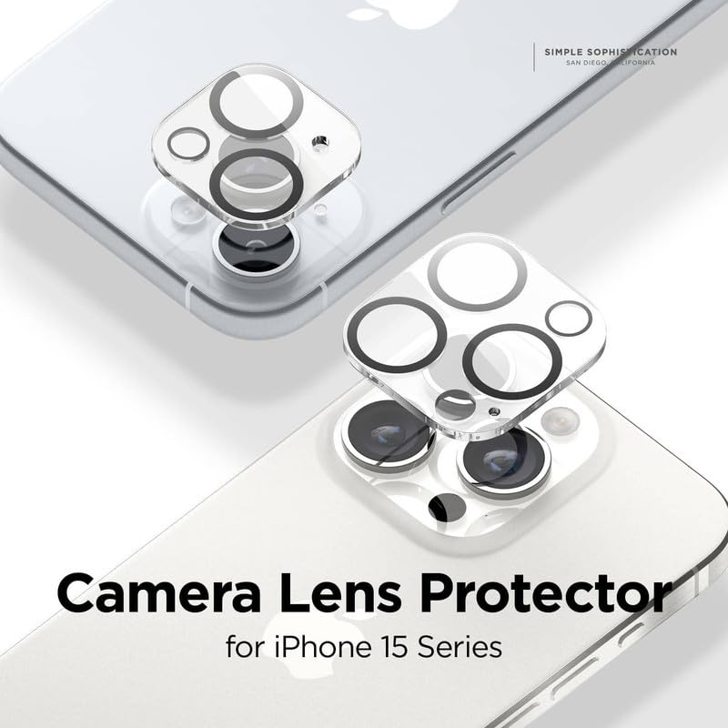 Image of XYKOS Tempered Glass iPhone 15 / iPhone 15 Plus Camera Lens Protector Truly Shatterproof,Scratch-Resistant,9H Hardness,Anti-Fingerprint Tempered Camera Screen Protection Film Accessories,Transparent