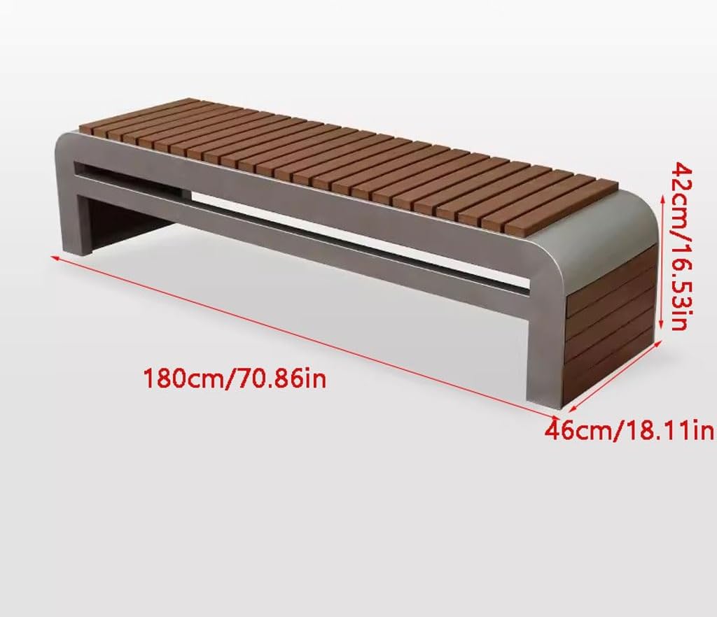 Patio Furniture Bench Outdoor Bench Outdoor Community Square Street Double Rest Plastic Wood Bench Stainless Steel Seat Outdoor Bench(Color:A 180CM)