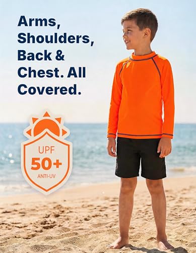 Image of City Threads Rash Guard for Boys SPF 50+ Made in USA, Long Sleeve Swim Shirt with Sun Protection, Toddler, and Youth Sizes
