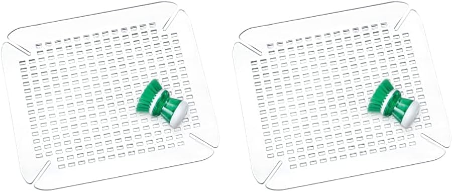 iDesign - Rejilla protectora de fregadero de plástico para cocina, baño, sótano, garaje, The Contour Collection, 13.5 x 16 pulgadas, transparente