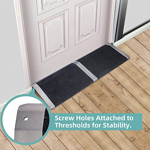 Kolo Threshold Ramps For Doorways,10" W X 32" L, 600 Lbs Capacity,Aluminum Ramps, Lightweight Portable Scooter Ramp, Anti-Slip, For Thresholds Doorways, Sliding Glass Doors, Raised Landings #TOP2