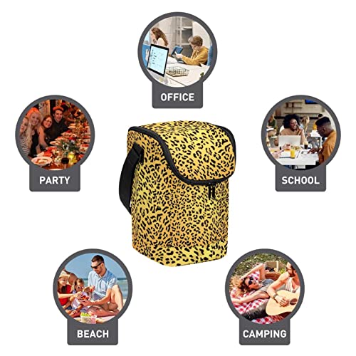 Lonchera para el almuerzo del trabajo con piel de leopardo porta alimentos portátil 4