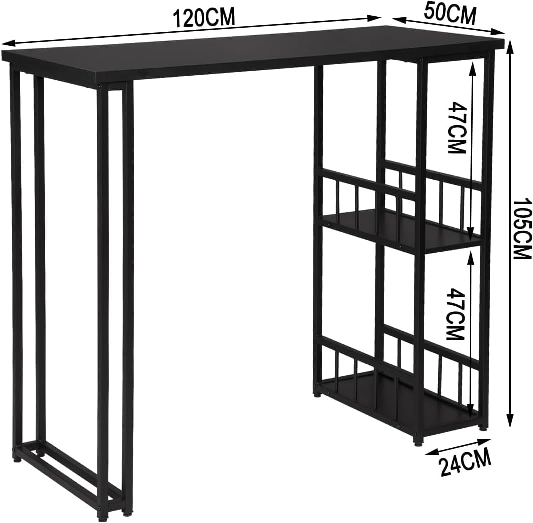 Priti Bar Table with Wine Rack Industrial Pub Table with Storage Shelves Home Bar Counter Table for Kitchen Dining Room 4