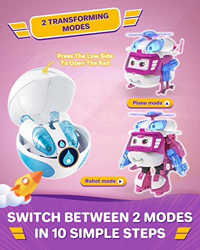 Super Wings Toys,Equipment Upgraded-Water Dizzy 5" Transformer Toys,Transforming From Toy Jet To Robot Action Figure,Airplane Toy For Kids 3-5 Years Old, Birthday Party Supplies For Kids（760964） #TOP1