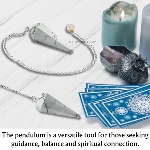 Image of Howlite Pendulum Dowsing Tool - Natural Crystal Pendulum for Spiritual Guidance - Premium Dowser Pendulum for Accurate Divination and Energy Healing - Perfect for Energy Healing and Chakra Balancing - Handcrafted with Precision and Elegance