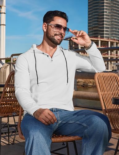 Vssjavun Mens Hoodie Pullover Long Sleeve Casual Henley Shirts Slim Fit Hooded Athletic Shirt with Drawstring - Image 3