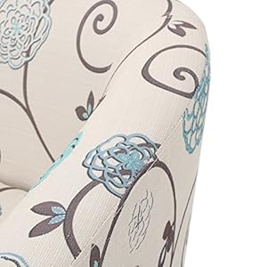 GDFStudio Barrel Fabric Club Chair White and Blue Floral Pattern GDFStudio Barrel Fabric Club Chair White and Blue Floral Pattern