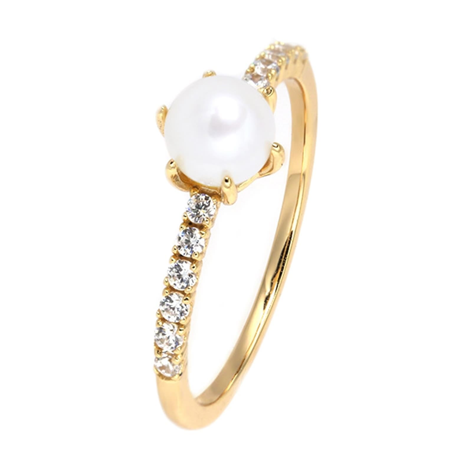 Au 375/585/750 Bague de mariage en or avec perle élégante en filigrane