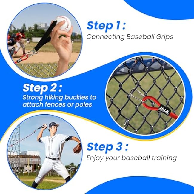 Baseball Resistance Arm Bands - Baseball Bands for Arm Strength, Durable Baseball Bands with Interchangeable Grips, Ideal for Baseball Training, Warm-Ups & Beginner Learning