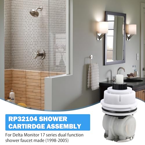 RP32104 Delta Shower Cartridge Replacement for Delta Monitor 17 Series (1998-2005) Dual Function Bath Tub and Shower Faucet Parts Delta Shower Faucet Cartridge Assembly