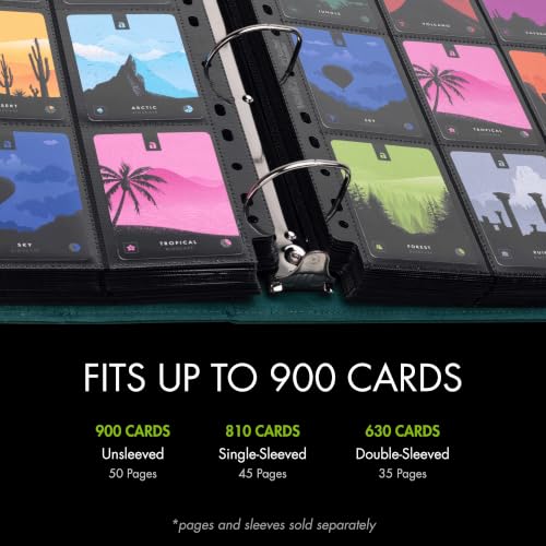 Image of Vault X Premium Exo-Tec 3 Ring TCG Binder for 9 Pocket Trading Card Pages - 50+ Page Capacity Easy Open 3 D-Ring Clip Binder for TCG CCG Photo Cards (Large, Green)