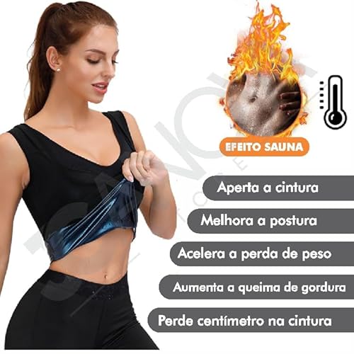 Cinta Regata Feminina Queima Suar Gorduras Barriga Camiseta Simula Sauna JCanova Store (M/G)
