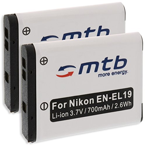 2x Batteria EN-EL19 Compatibile con Nikon S7000, S6900, S5300, S3700,