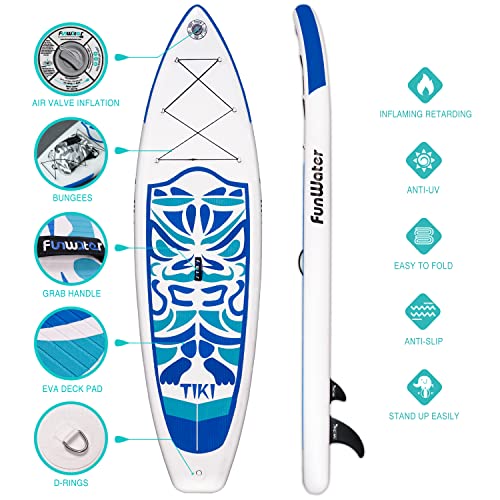 Funwater Inflatable 10'6×33"×6" Ultra-Light (17.6Lbs) Sup For All Skill Levels Everything Included With Stand Up Paddle Board, Adj Floating Paddles, Pump, Isup Travel Backpack, Leash,Waterproof Bag #TOP2