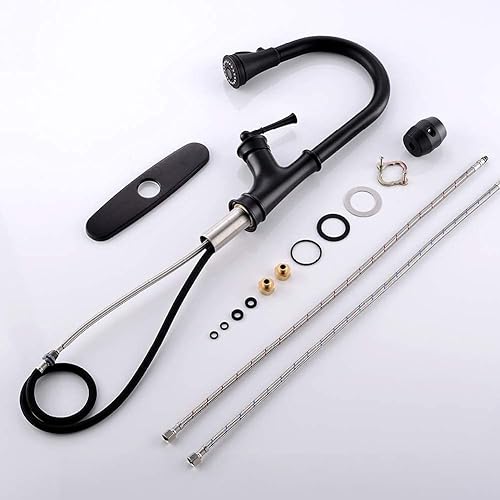 Miniatura 7 de APPASO Grifo de cocina con pulverizador de extracción y cabezal de pulverización magnética, con manija simple, arco alto de un solo agujero